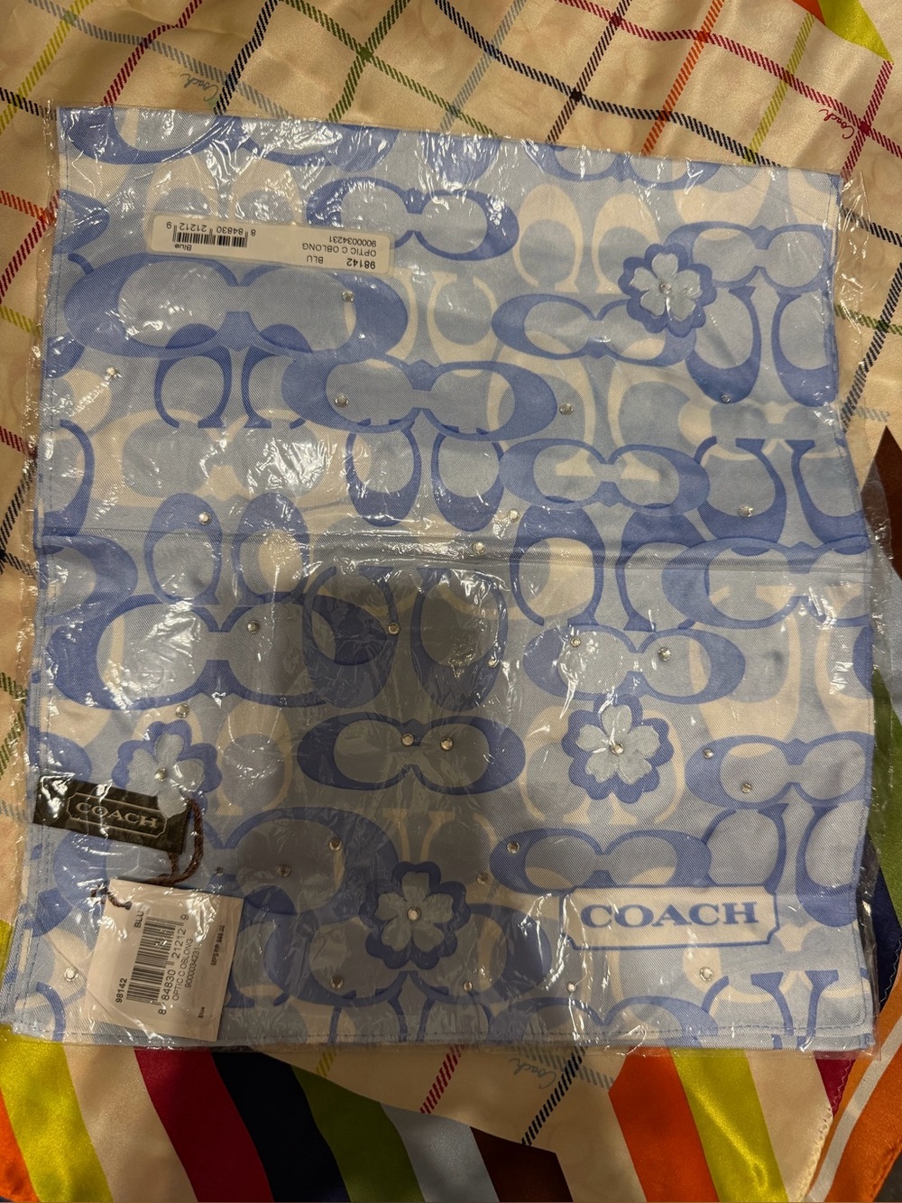 COACH Blue Optic C Signature Floral Logo Scarf BNWT